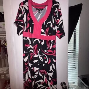 Ashley Stewart Pink and Gray Patterned Dress